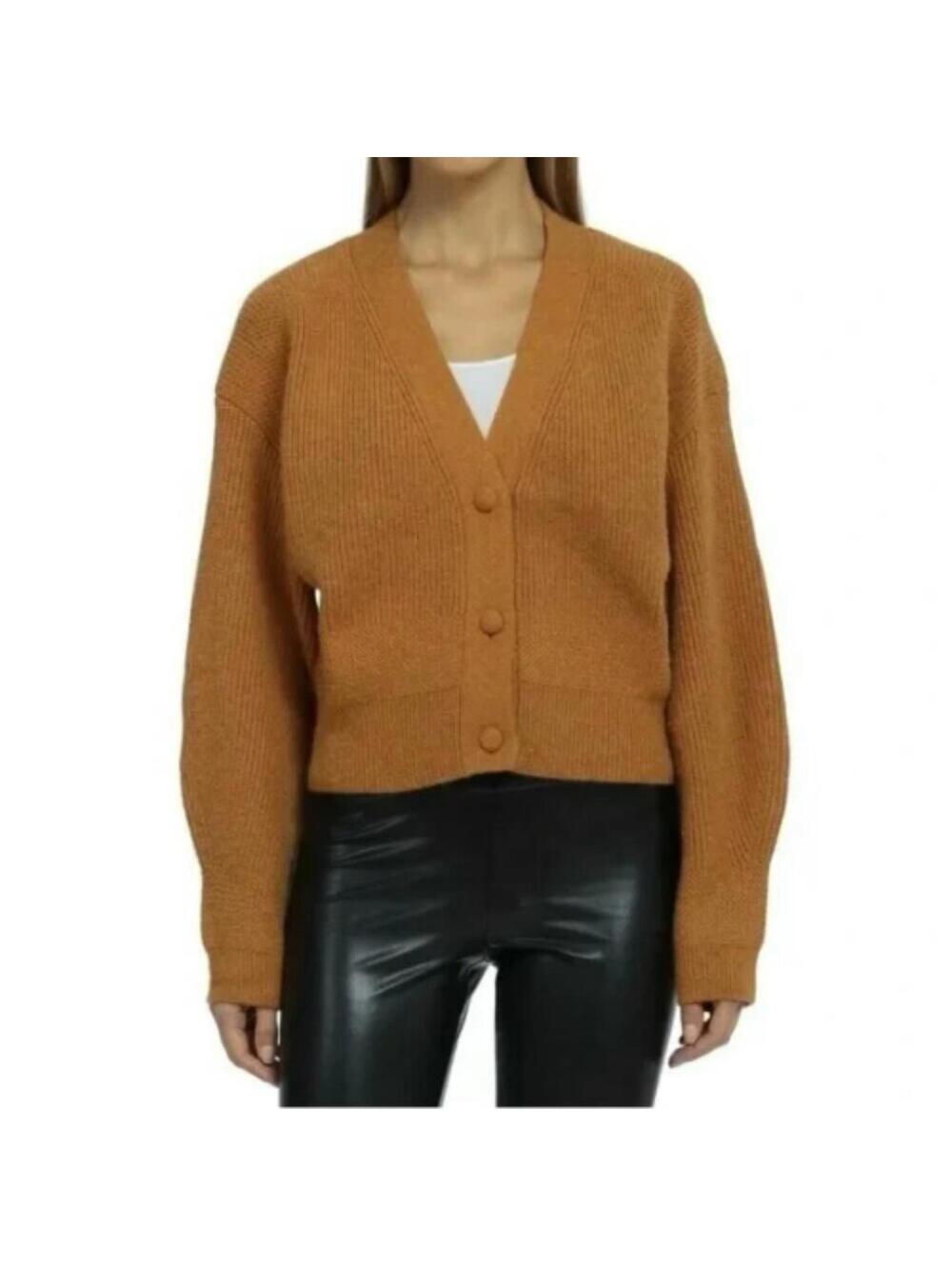 7 For All Mankind Cropped Button Front Orange Brown Cardigan In Size XS
